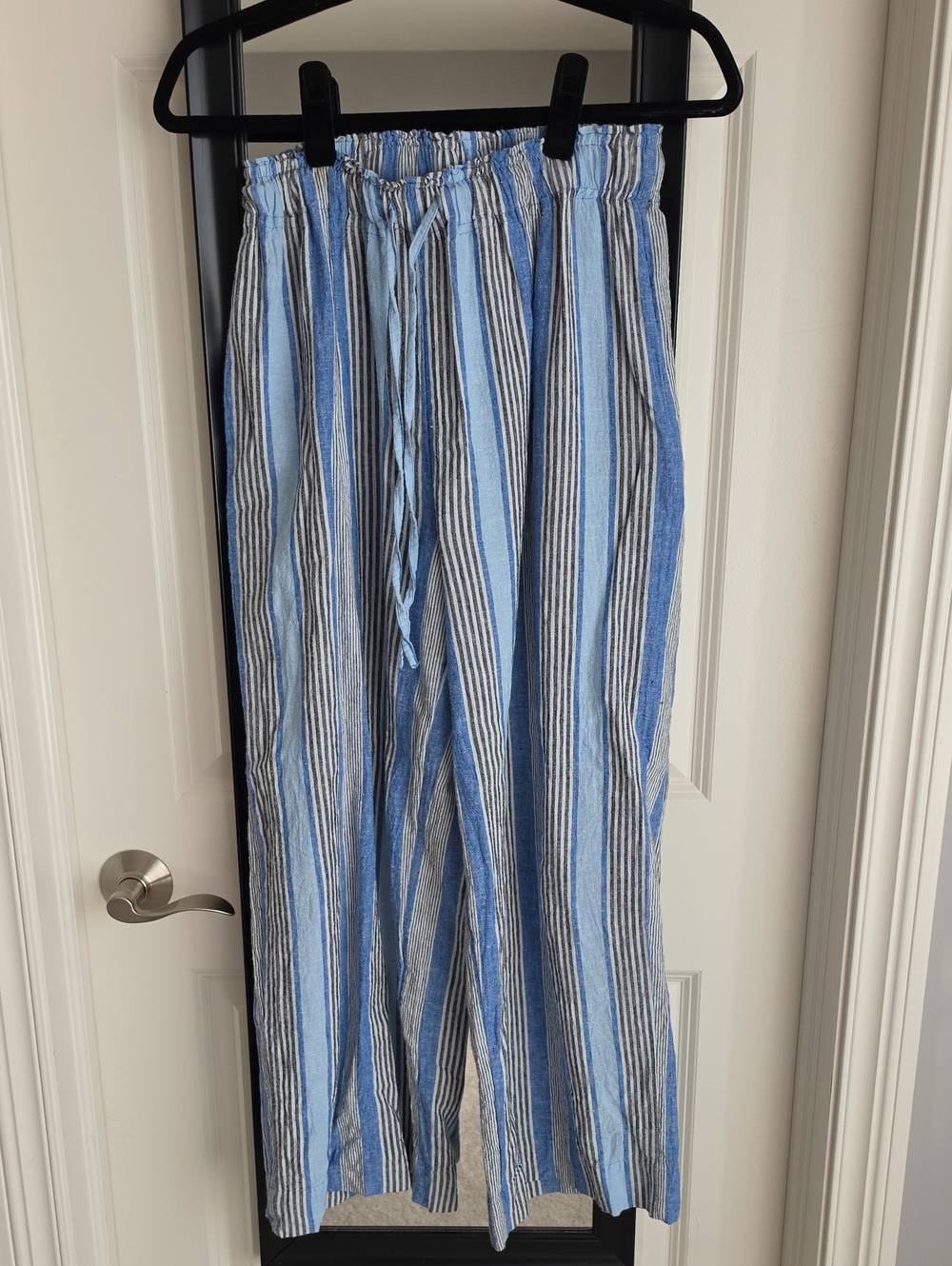 Free People Blue and White Striped Drawstring Pants